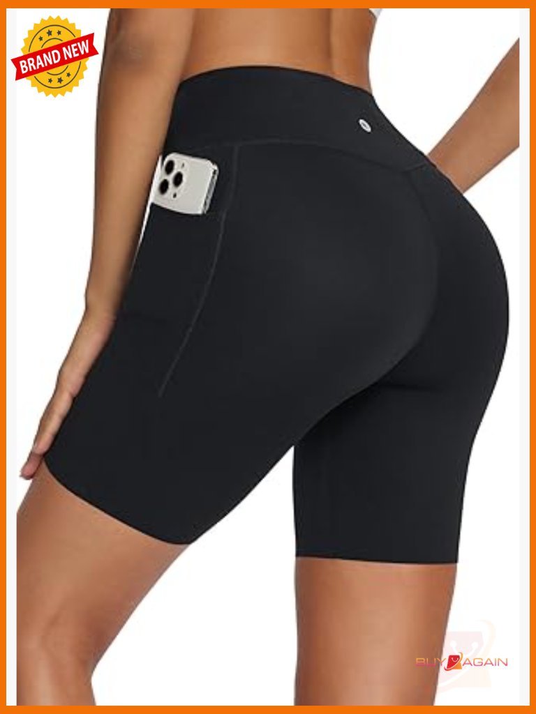 High Waist 8" Biker Shorts With Pockets Yoga Running